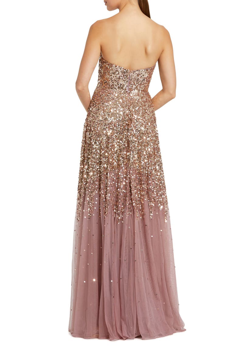 Strapless Sweetheart Neck Sequin Ombre Gown, Alternate, color, Gold Amethyst