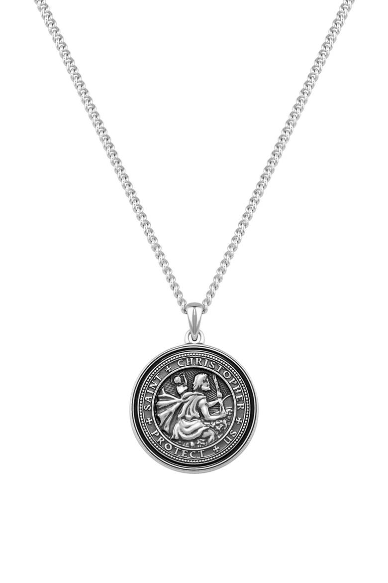 Men's St. Christopher Pendant Necklace, Main, color, SILVER
