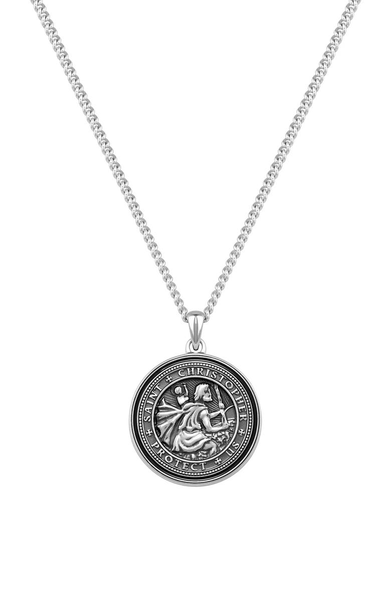 Vincero Men's St. Christopher Pendant Necklace, Main, color, Silver