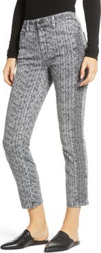 Wash Lab Denim WASH LAB Snake Print Side Ruched Ankle Jeans