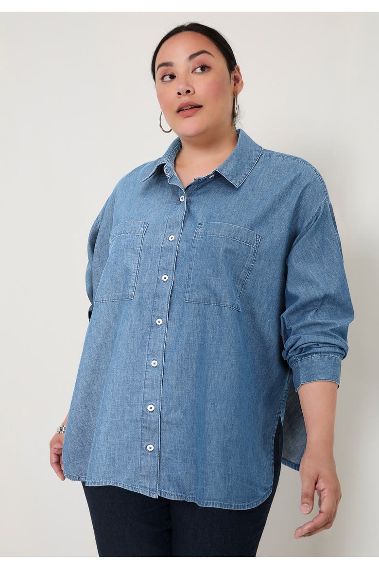 Chambray Blouse, Alternate, color, VINTAGE MEDIUM WASH