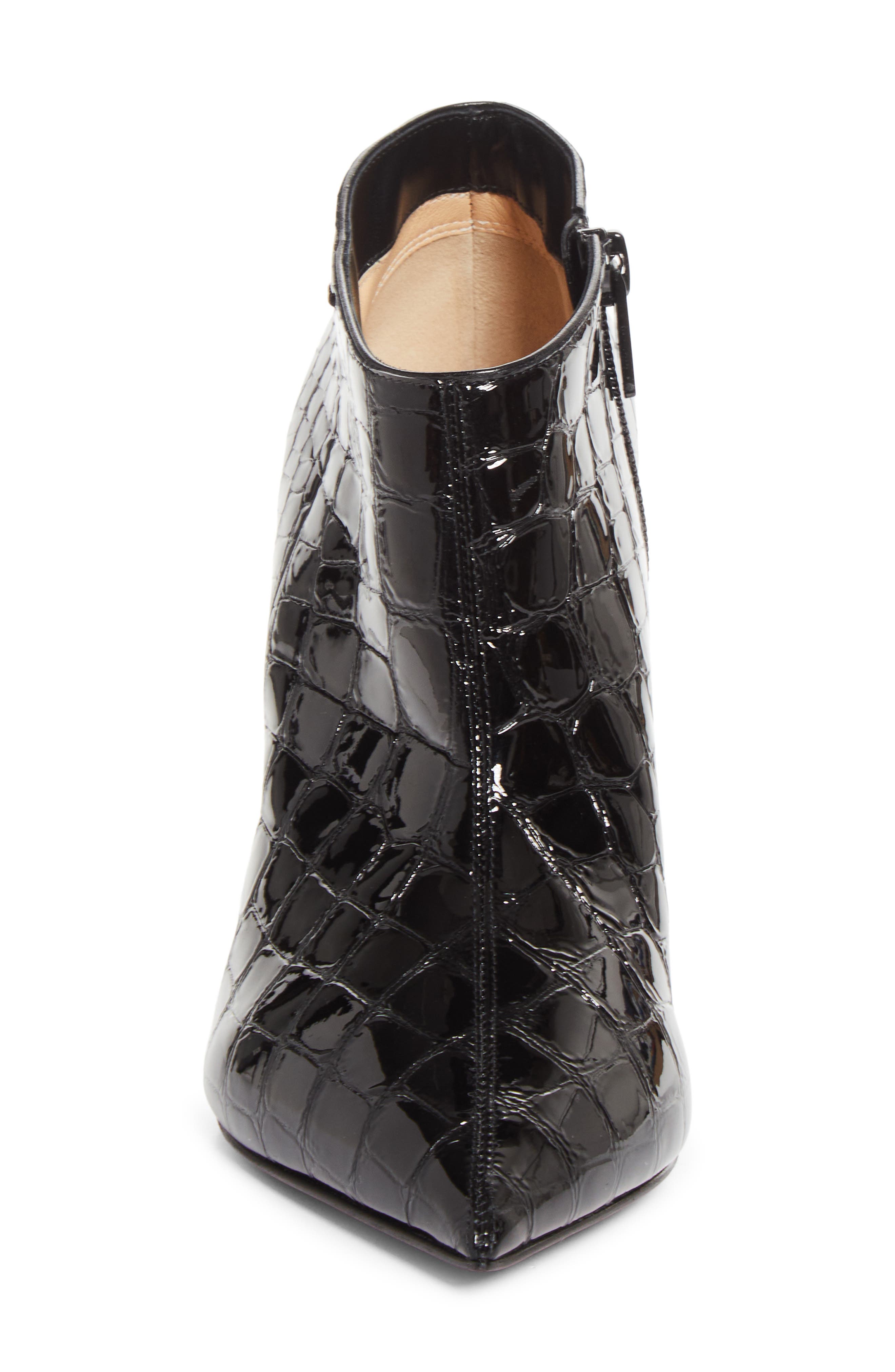 La Pigalle Croc Embossed Patent Leather Bootie, Alternate, color, BK01 BLACK