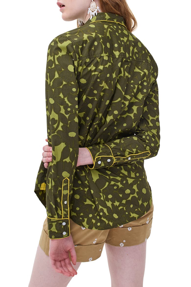 Camo Flowers Long Sleeve Button-Up Shirt, Alternate, color, GREEN OLIVE