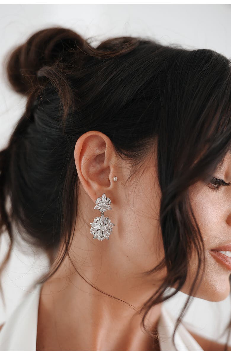 Untamed Petals Empress Crystal Earrings, Alternate, color, Silver