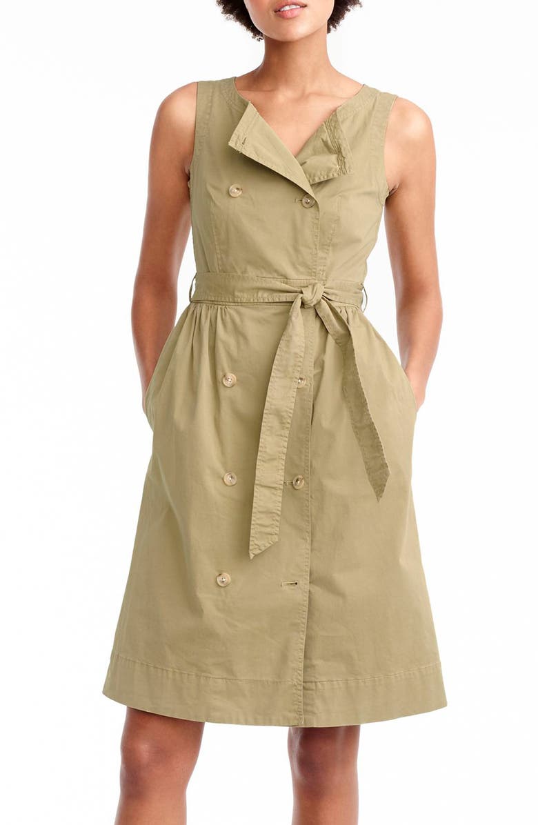 J.CREW FACTORY J.Crew Garment Dyed Utility Dress with Tie, Main, color, 
