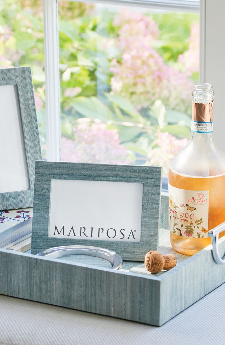 Mariposa Capri Faux Grasscloth Coaster & Holder Set, Alternate, color, Aqua