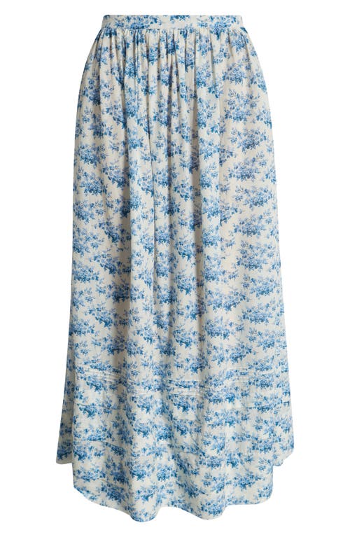 Doen Dôen Marcie Floral Organic Cotton Maxi Skirt In Bleu Rosier Floral