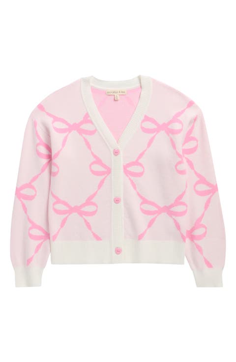 Kids' Bow Jacquard Cardigan