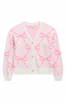 Kids' Bow Jacquard Cardigan