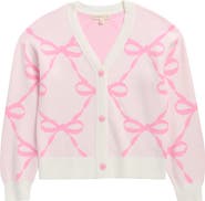 MARGAUX AND LEXI Kids' Bow Jacquard Cardigan