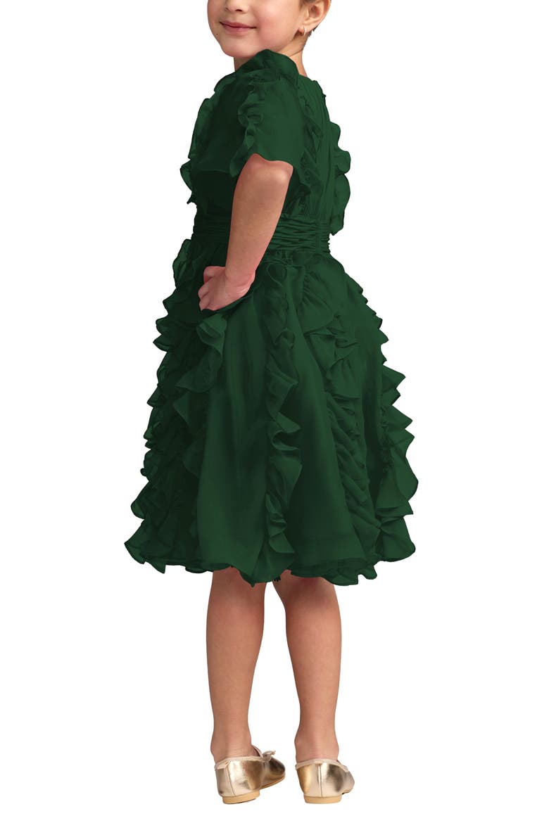 Girls High-Neck Ruffle Chiffon Dress, Alternate, color, Emerald