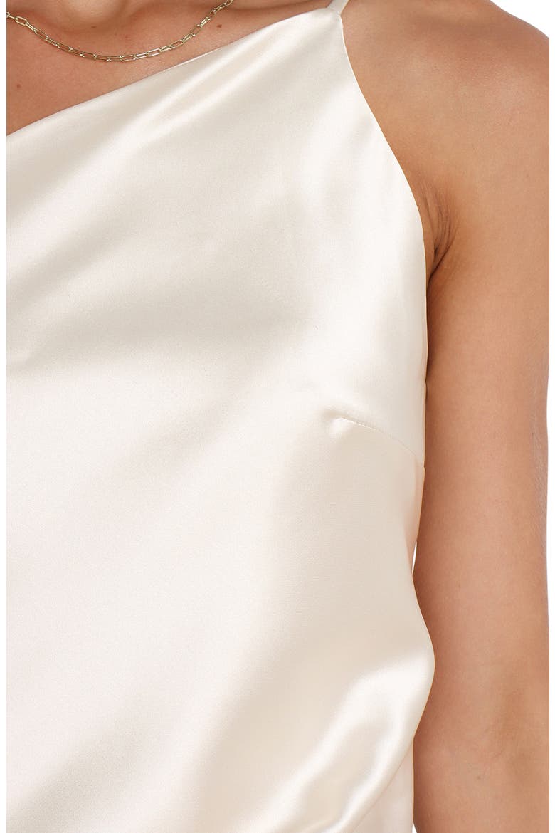 Luella One-Shoulder Satin Slipdress, Alternate, color, PEARL WHITE