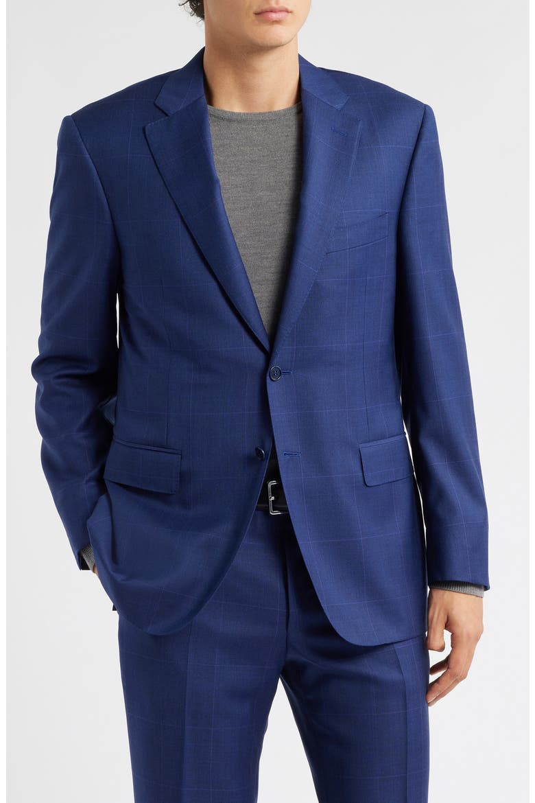 Siena Regular Fit Medium Blue Glen Check Super 130s Wool Suit, Alternate, color, BRIGHT BLUE
