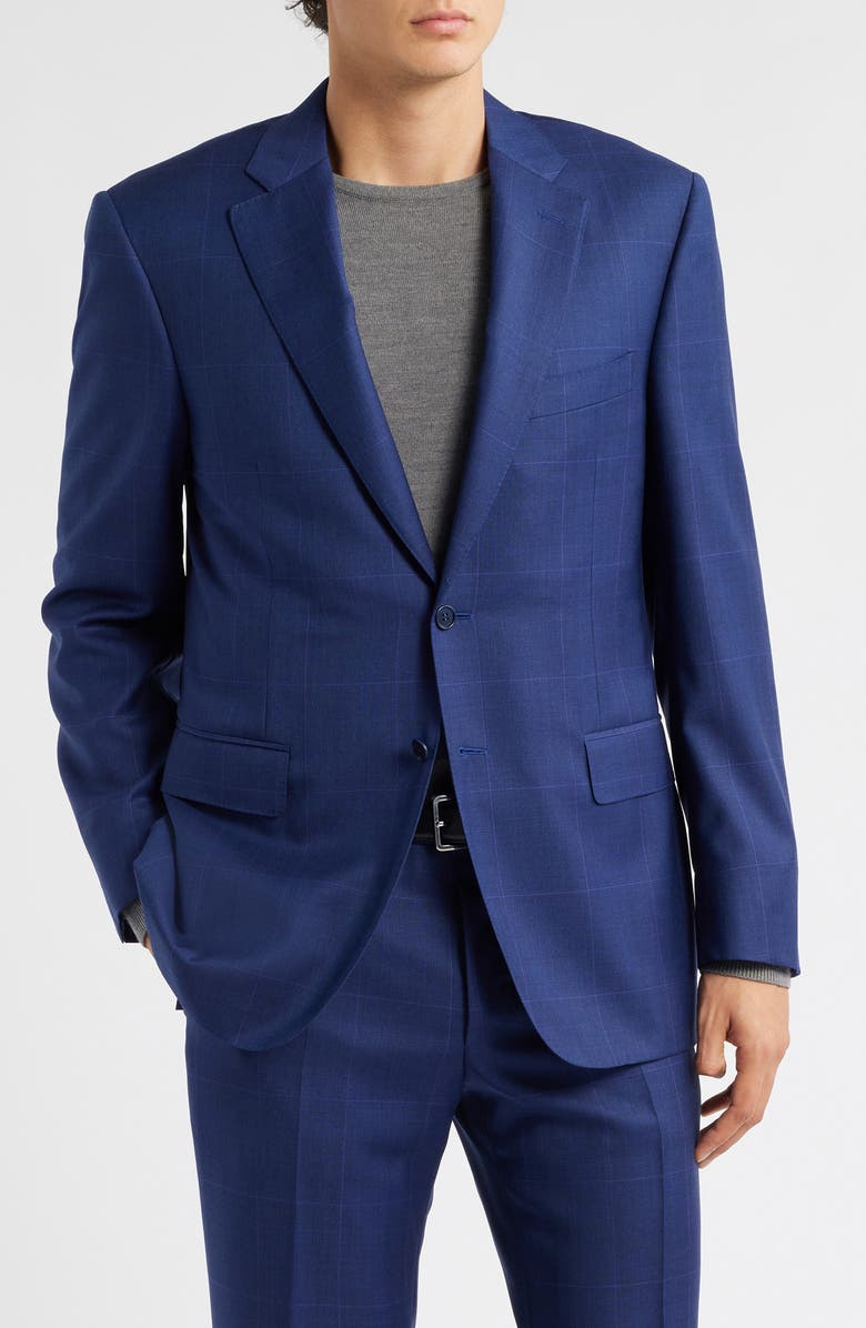 Canali Siena Regular Fit Medium Blue Glen Check Super 130s Wool Suit, Alternate, color, Bright Blue
