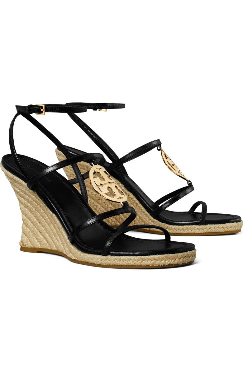Tory Burch Capri Miller Espadrille Wedge, Main, color, Black / Gold