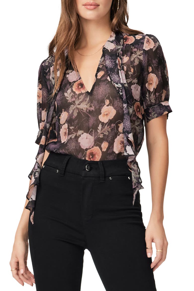 Tangi Floral Silk Top, Main, color, OBSIDNMLT