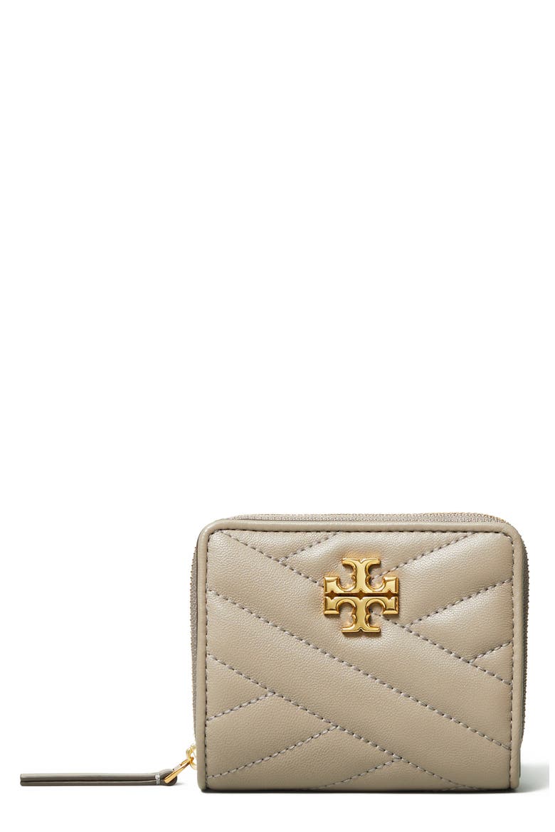 Kira Chevron Quilted Bifold Wallet, Main, color, GRAY HERON