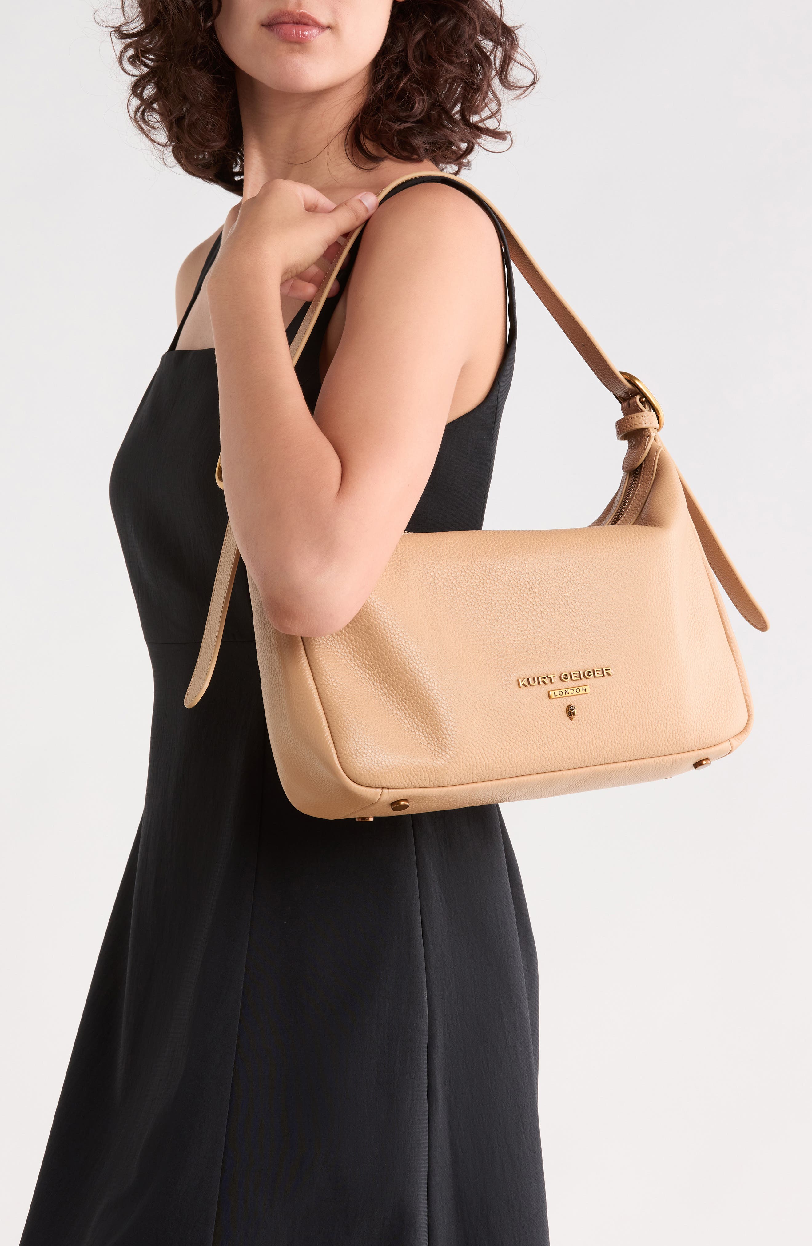 Angel Soft Leather Shoulder Bag, Alternate, color, DARK BEIGE