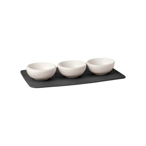 Villeroy & Boch Newmoon Dip Bow & Tray Set  4 Pieces In White