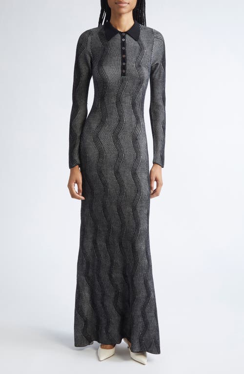Zankov Mirabelle Long Sleeve Rib Merino Wool Maxi Sweater Dress In Gray