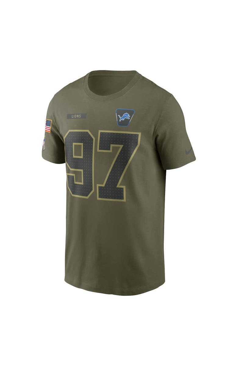 Nike Men's Nike Aidan Hutchinson Olive Detroit Lions 2025 Salute to Service Name & Number T-Shirt, Alternate, color, Olive