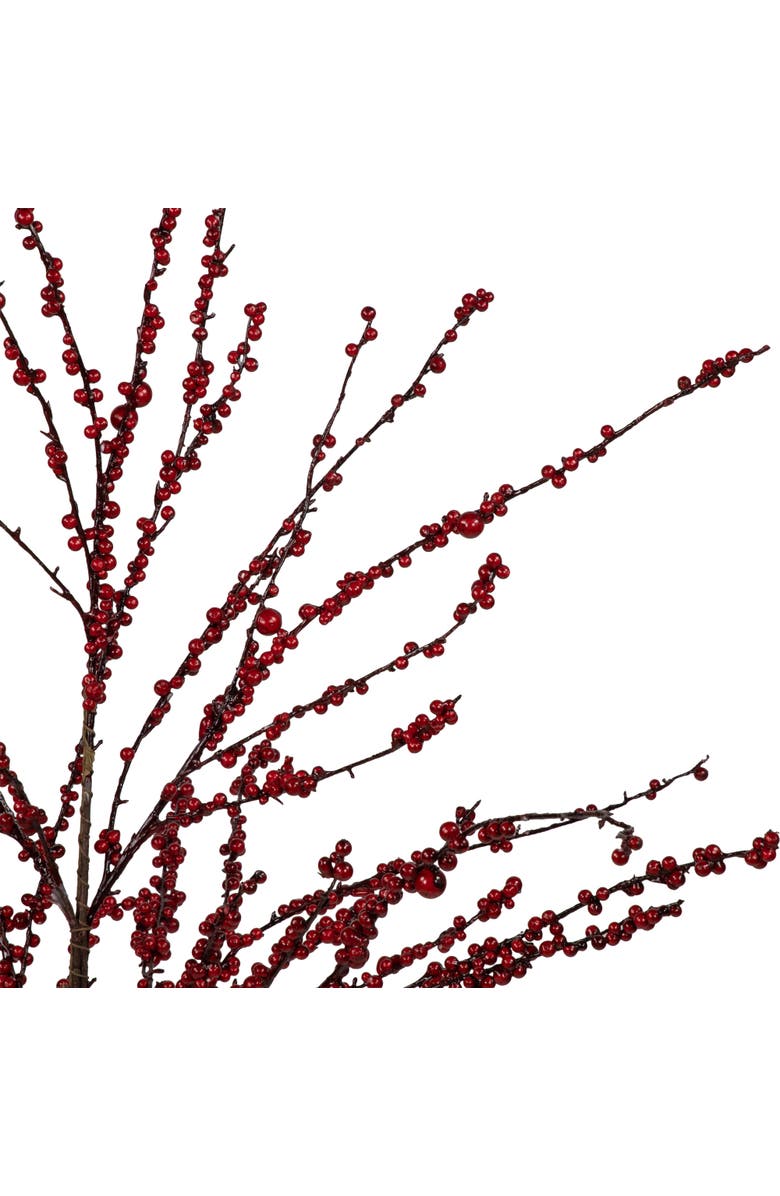 Northlight 50" Artificial Red Berry Christmas Twig Tree with Square Stand, Unlit, Alternate, color, 