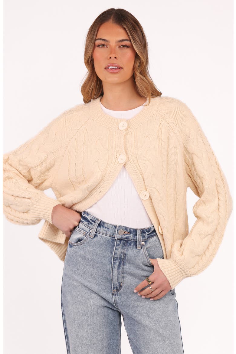 Nika Cable Stitch Cardigan, Alternate, color, TAUPE