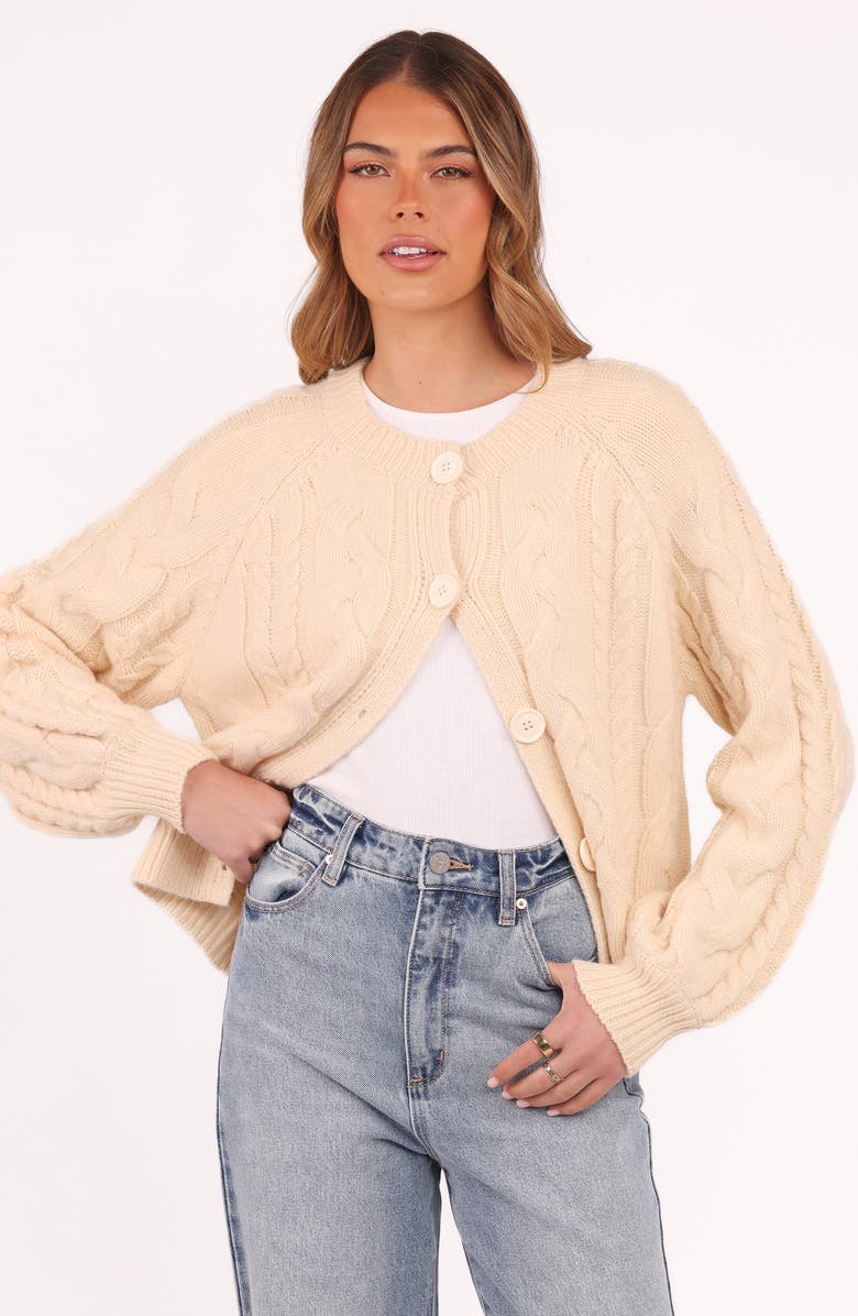 Petal & Pup Nika Cable Stitch Cardigan, Alternate, color, Taupe
