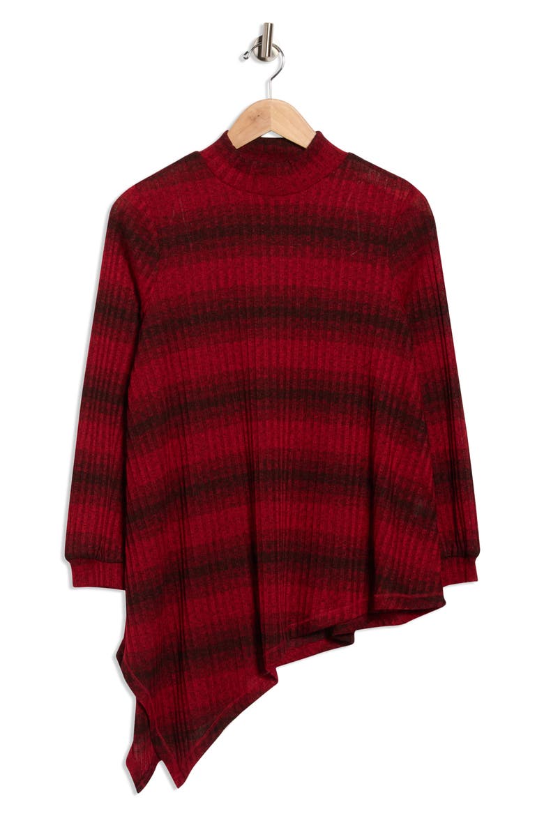 Stripe Long Sleeve Tunic Top, Alternate, color, RED