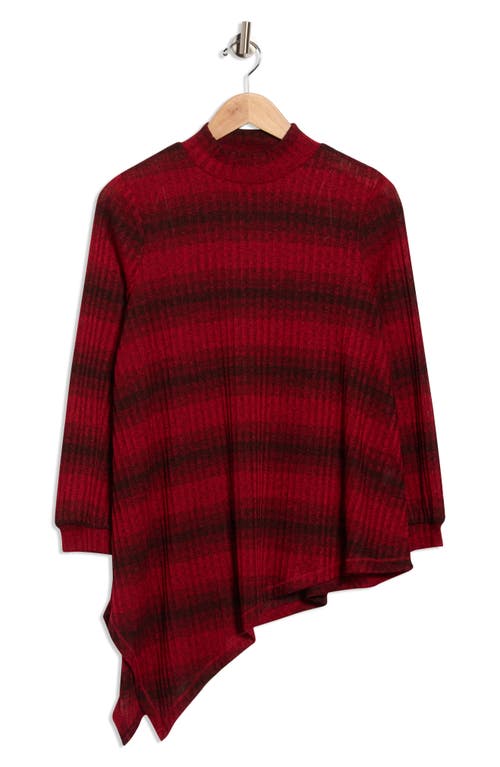 Patrizia Luca Stripe Long Sleeve Tunic Top In Red
