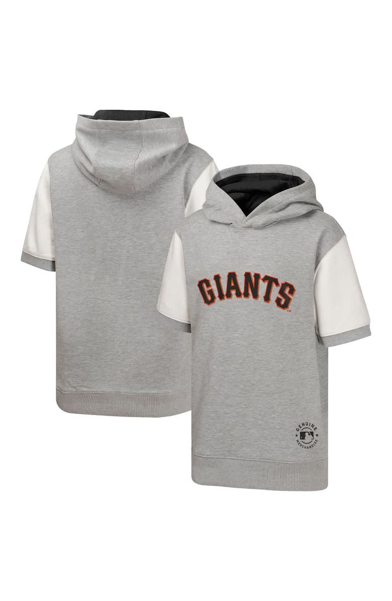 Outerstuff Youth Heather Gray San Francisco Giants Line Up Short Sleeve Pullover Hoodie, Alternate, color,
