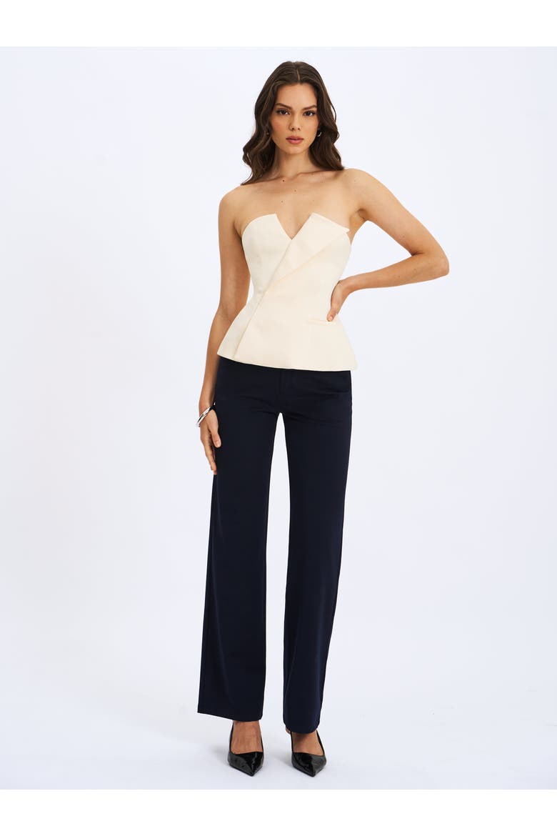Yani Asymmetrical Lapel Sleeveless Peplum Top, Alternate, color, Ivory