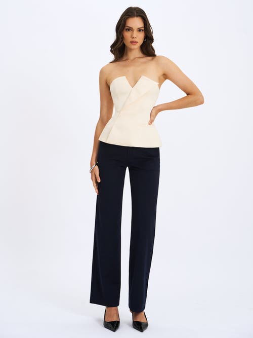 Miss Circle Yani Asymmetrical Lapel Sleeveless Peplum Top In White