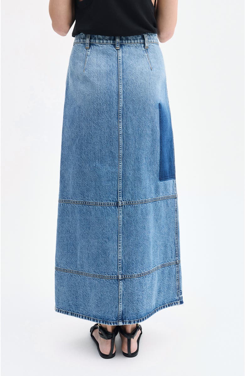 CO Patchwork Maxi Skirt in Denim, Alternate, color,