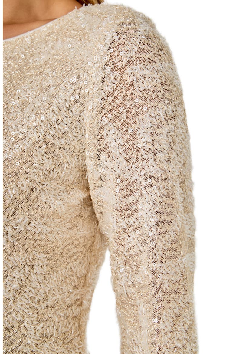Sequin Scoop Neck Top, Alternate, color, BEIGE