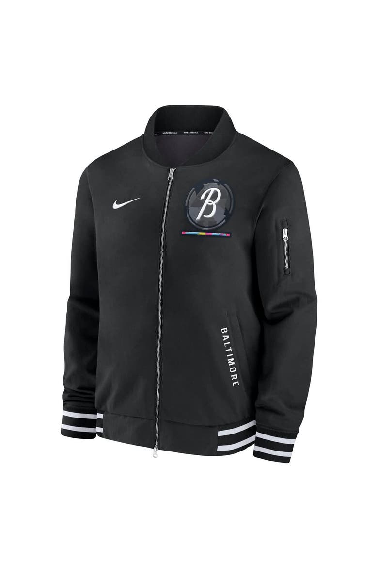Men's Nike  Black Baltimore Orioles Authentic Collection City Connect Full-Zip Bomber Jacket, Alternate, color, Black