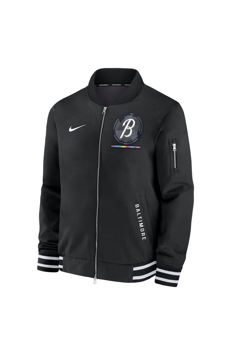 Nike Men
s Nike Black Baltimore Orioles Authentic Collection City Connect Full-Zip Bomber Jacket, Alternate, color, Black