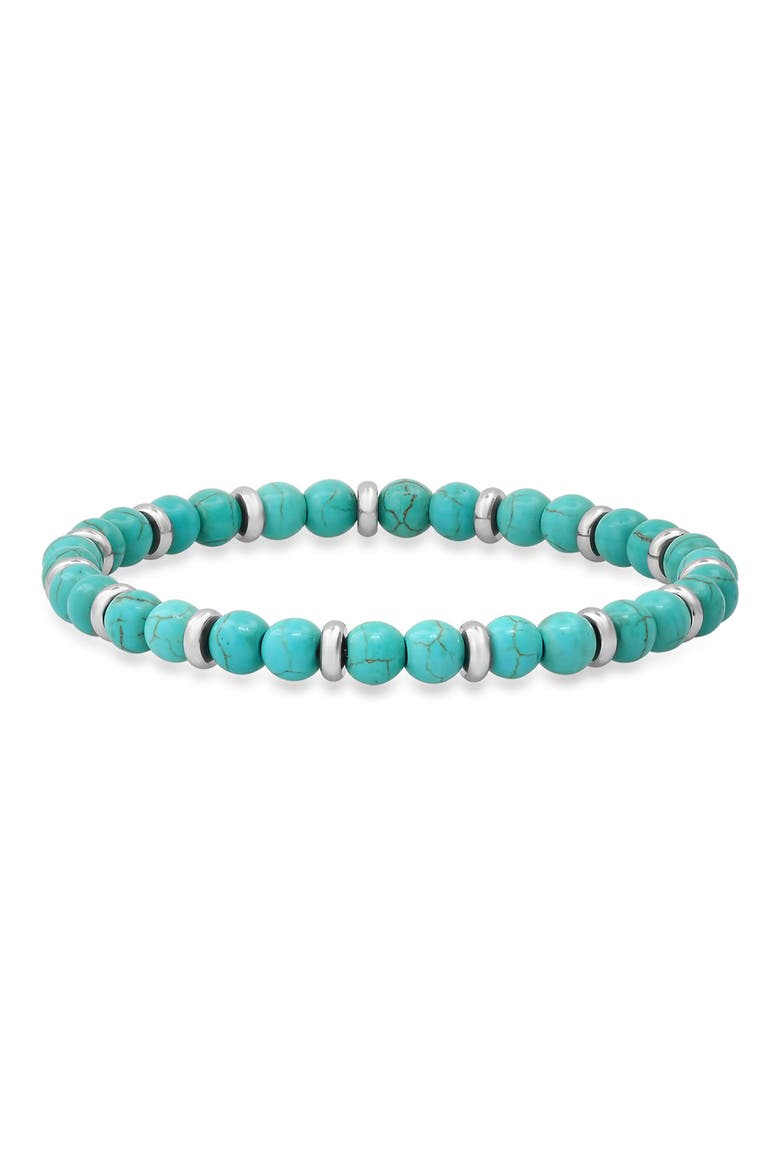 Turquoise Agate & Stainless Steel Bracelet, Main, color, TURQUOISE/ METALLIC