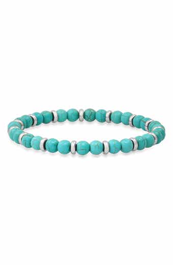 HMY JEWELRY Turquoise Agate & Stainless Steel Bracelet