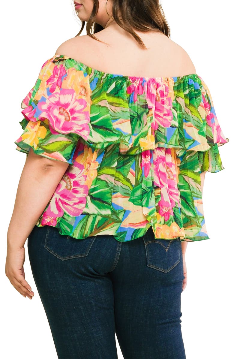 FLYING TOMATO Off-the-Shoulder Top, Alternate, color, Blue Green