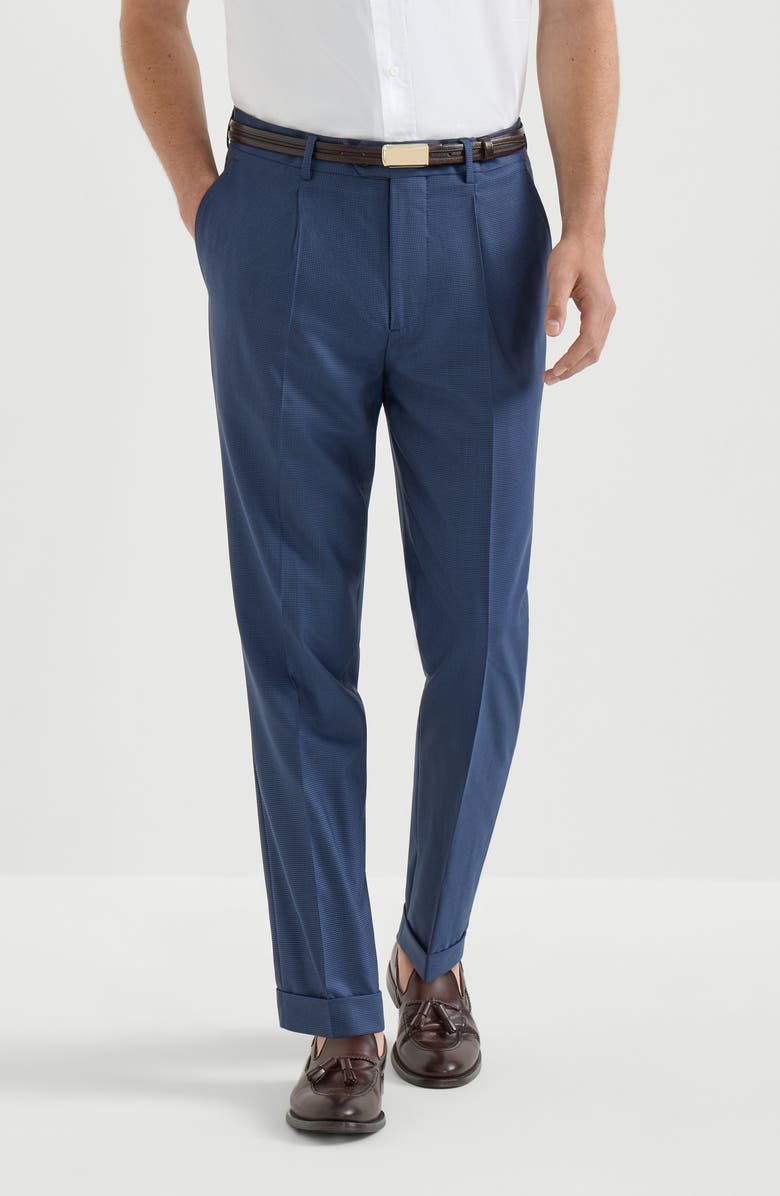 Brunello Cucinelli Houndstooth trousers, Main, color, Navy Blue