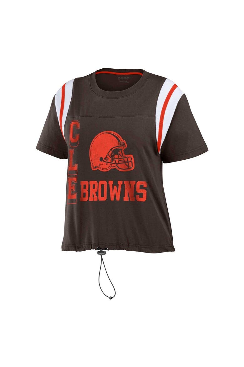 Women's WEAR by Erin Andrews Brown Cleveland Browns Cinched Colorblock T-Shirt, Alternate, color, Brown