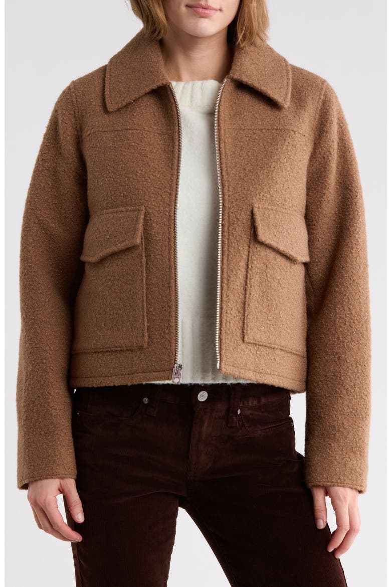 Zip Front Cropped Jacket, Alternate, color, MOCHA