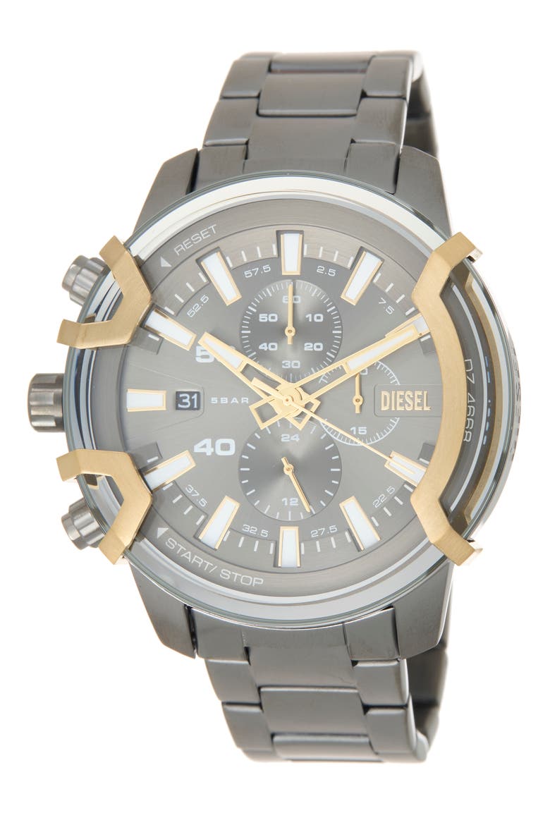 Griffed Chronograph Quartz Watch, 48mm, Main, color, BLACK