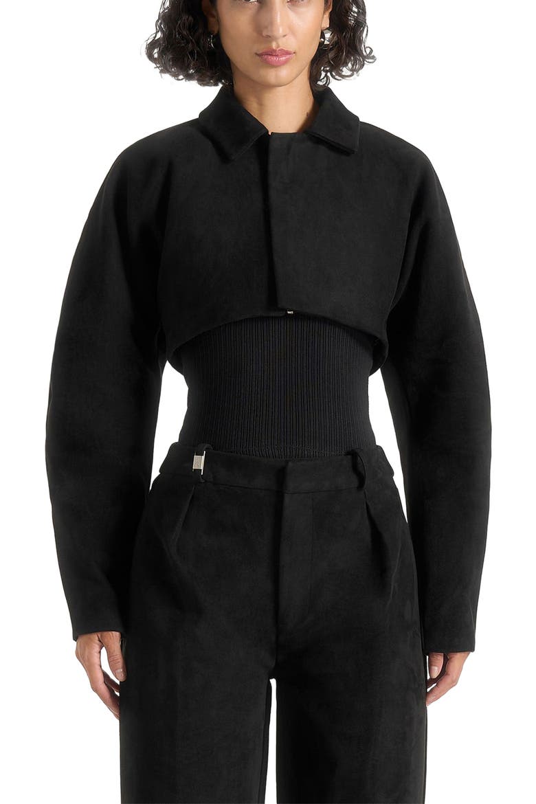 Elya Suede Super Cropped Jacket, Alternate, color, Black
