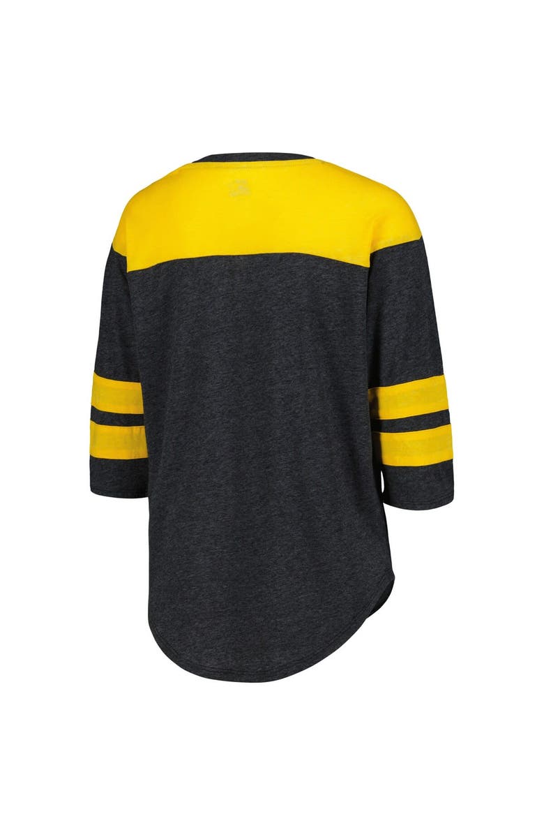 STARTER Women's Starter Black Pittsburgh Steelers Fullback Tri-Blend 3/4-Sleeve T-Shirt, Alternate, color, Black