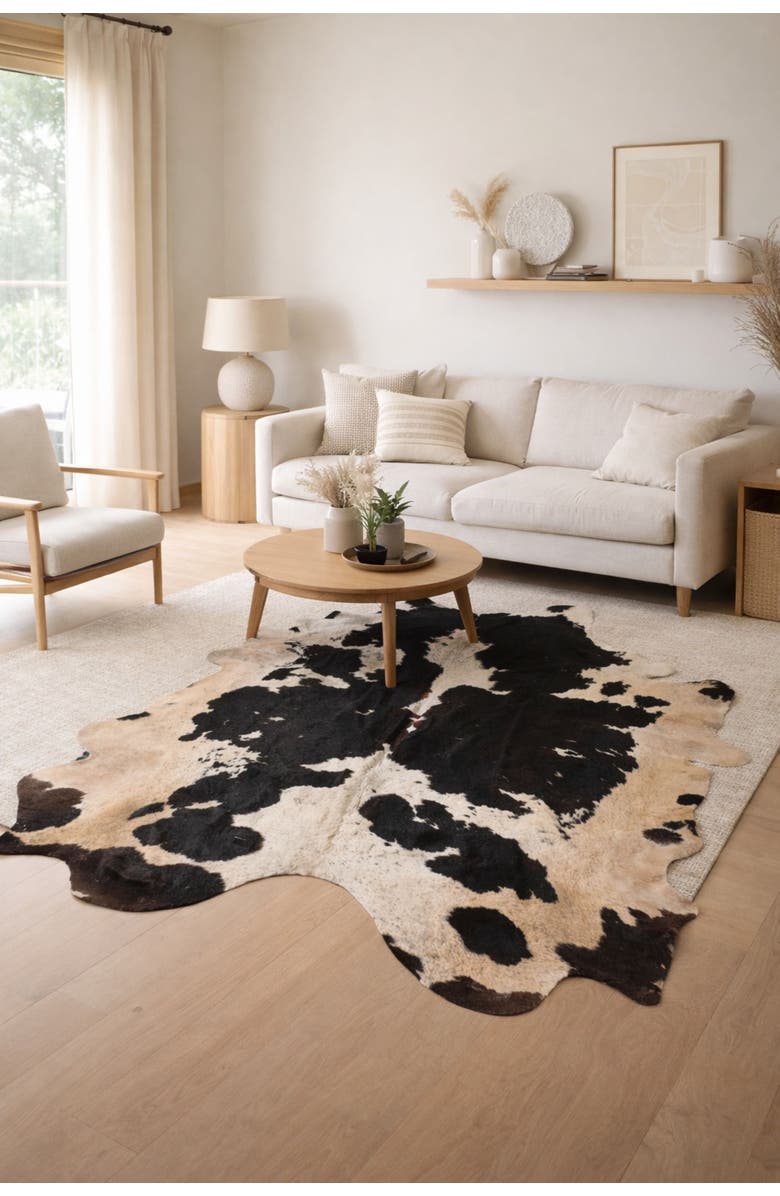 Rhacam Eco Hides Audrey Black and white Cowhide Rug 7'10" × 6'0", Alternate, color, Black/White