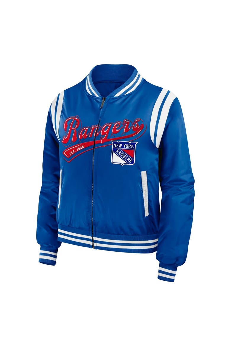 Women's WEAR by Erin Andrews  Blue New York Rangers Baller Full-Zip Bomber Jacket, Alternate, color, Blue