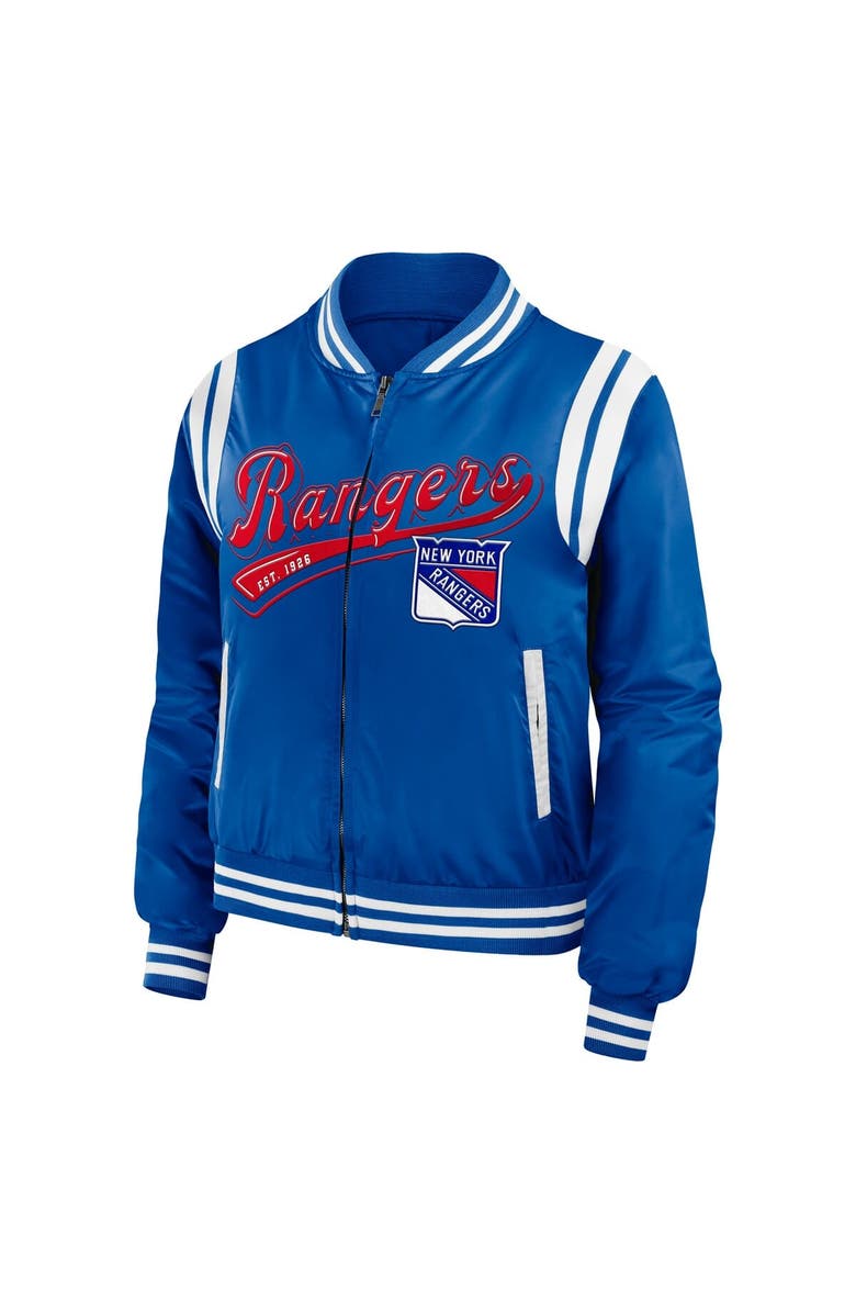 WEAR by Erin Andrews Women's WEAR by Erin Andrews  Blue New York Rangers Baller Full-Zip Bomber Jacket, Alternate, color, Blue