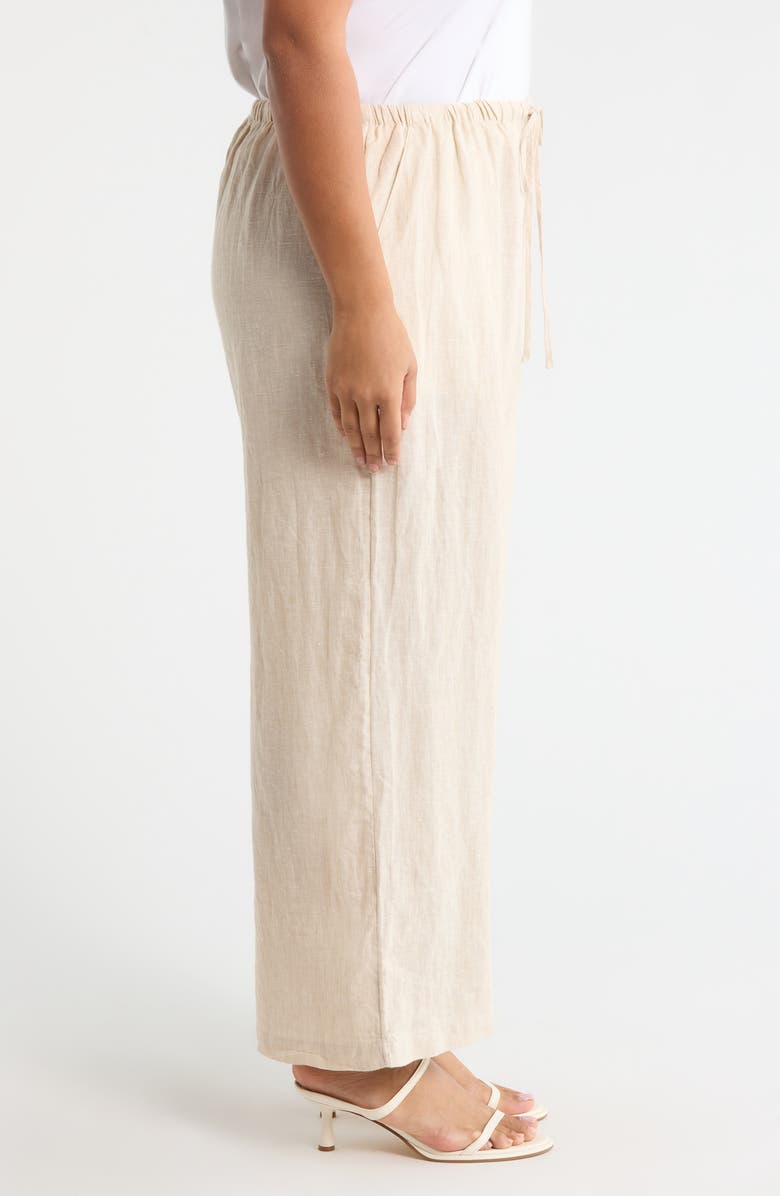 Caslon<sup>®</sup> Wide Leg Crop Linen Pants, Alternate, color, Flax
